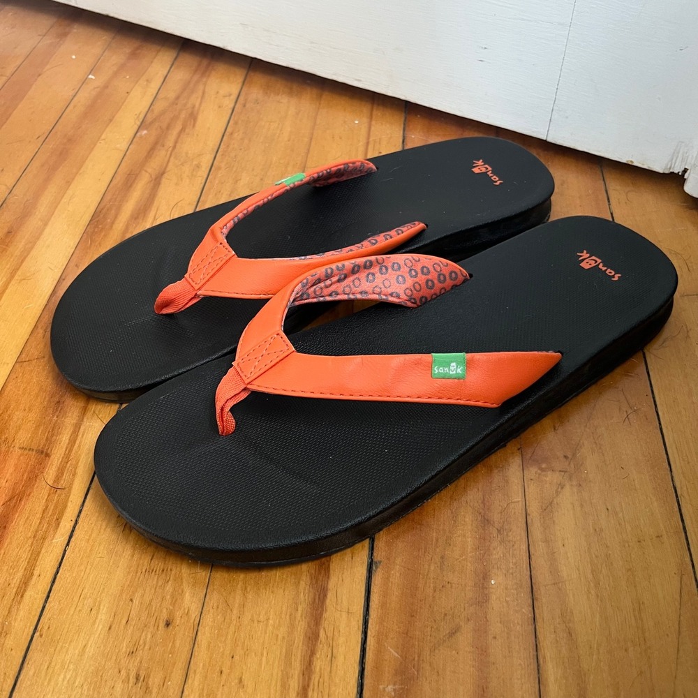 Sanuk Women's Yoga Mat Orange Flip Flop Sandals US Size 9